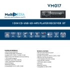 PHONOCAR CD-Radio MP3 mit USB + SD-Slot - Bluetooth (12V), Art.-Nr. VM017