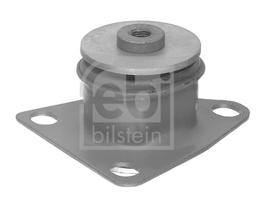 Auch das Getriebe lagert auf Gummi-Metall-Lagern, um Schwingungen im Antriebsstrang zu dämpfen. Gummi-Metall-Lager für ein Getriebe von febi bilstein