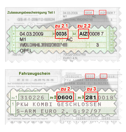 HSN, TSN, KBA - Schlüsselnummern beim Auto finden