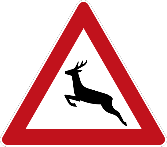 Das Verkehrszeichen Wildwechsel weist auf eine erhöhte Gefahr für auftretendes Wild hin. Verkehrszeichen 142-10 - Wildwechsel
