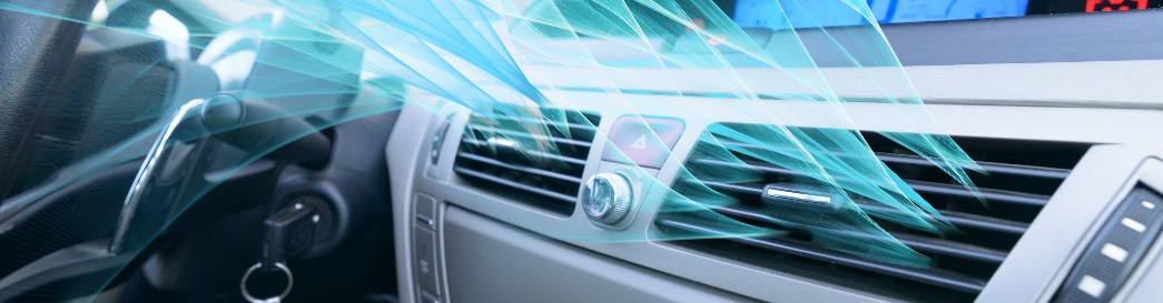 Auf Dem Ventil Der Klimaanlage Im Auto Befindet Sich Eine Blaue