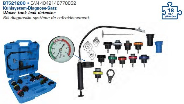 Kit d'essai, pression - système de refroidissement BRILLIANT TOOLS