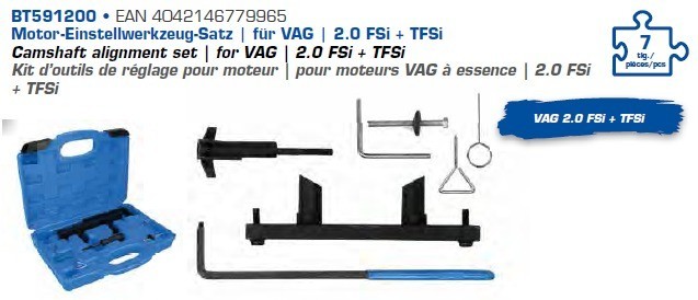 Kit d'outils de réglage, épure de distribution BRILLIANT TOOLS, par ex. pour Audi, VW