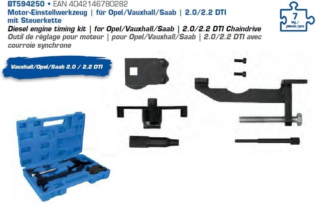 Kit d'outils de réglage, épure de distribution BRILLIANT TOOLS, par ex. pour Opel