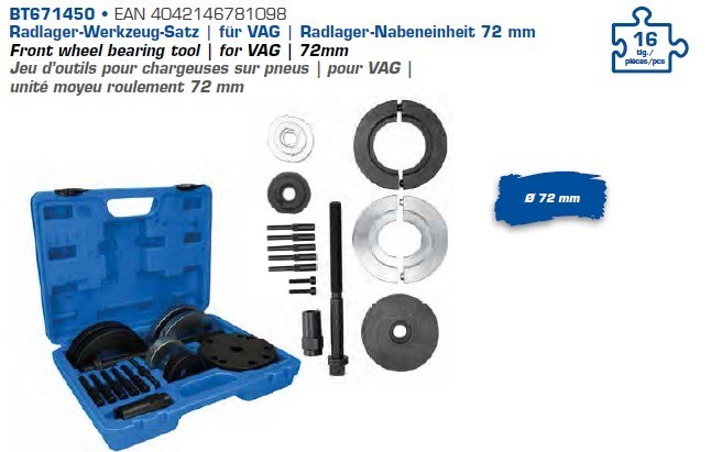 Brilliant Tools Radlager-Werkzeug-Satz, für VAG, Radlager