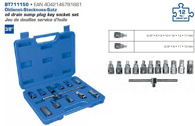 Brilliant | Öldienst-Stecknuss-Satz, 12-tlg. (BT711150) für Handwerkzeuge