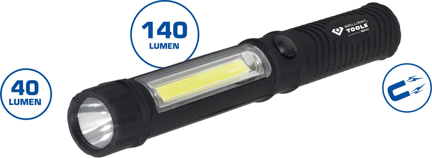 BRILLIANT 2 in 1 COB-Taschenlampe mit 140 Lumen, Art.-Nr. BT130910