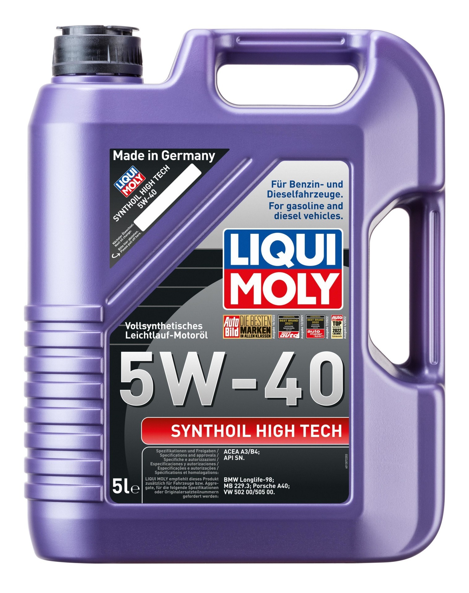 LIQUI MOLY Motoröl Synthoil High Tech 5W-40 5 L (1307) für SKODA Fabia I RENAULT
