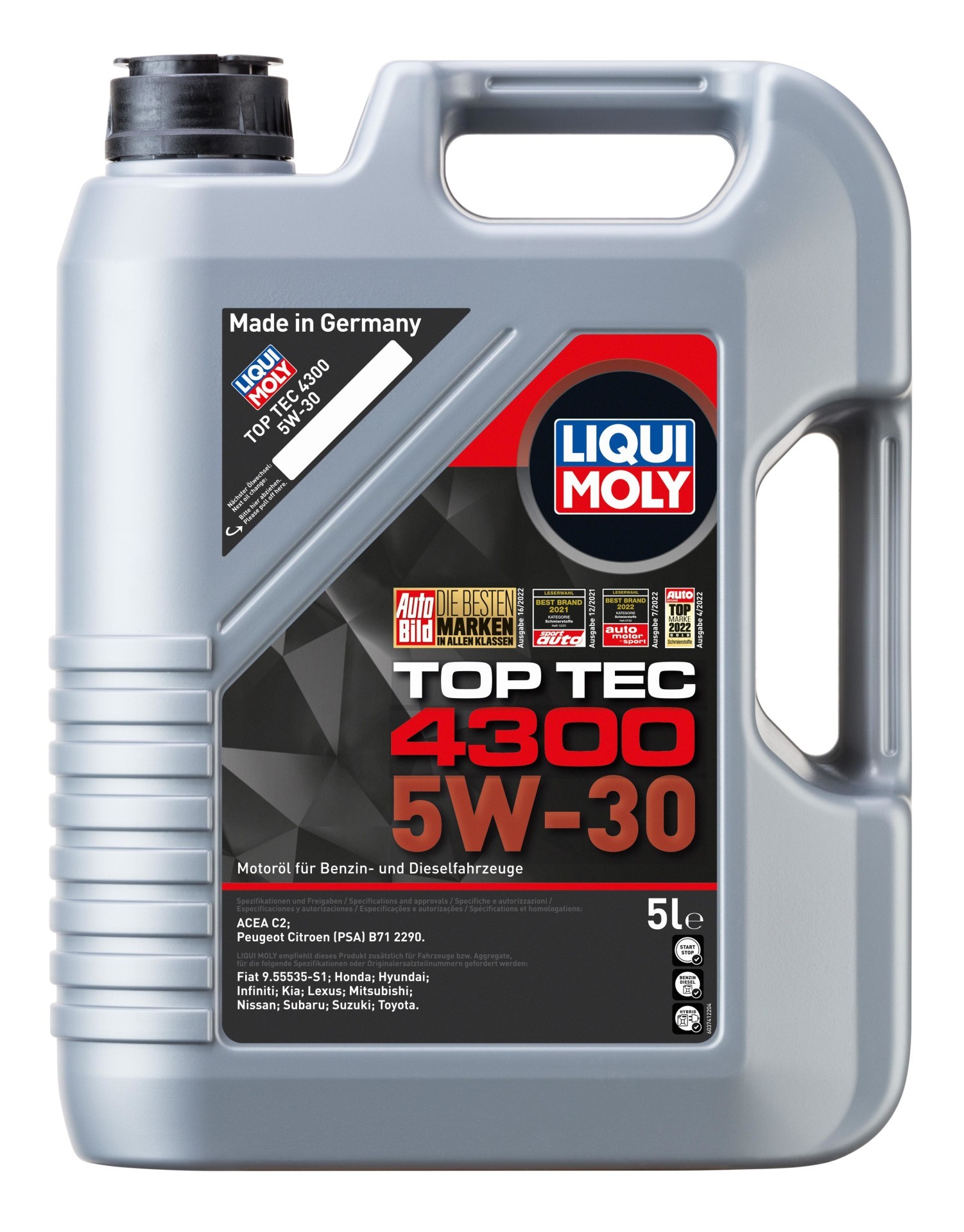 LIQUI MOLY Motoröl Top Tec 4300 5W-30 5 L (3741) für Fiat 500 Hyundai Santa Fé
