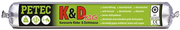PETEC K & D Karosserie Klebe- und Dichtmasse, GRAU Grau 0.6L