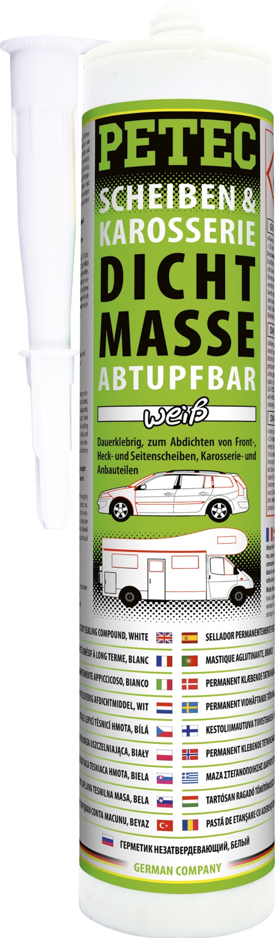 PETEC SCHEIBEN- & KAROSSERIEDICHTMASSE , ABTUPFBAR, WEIß KARTUSCHE, 310 ml Weiß