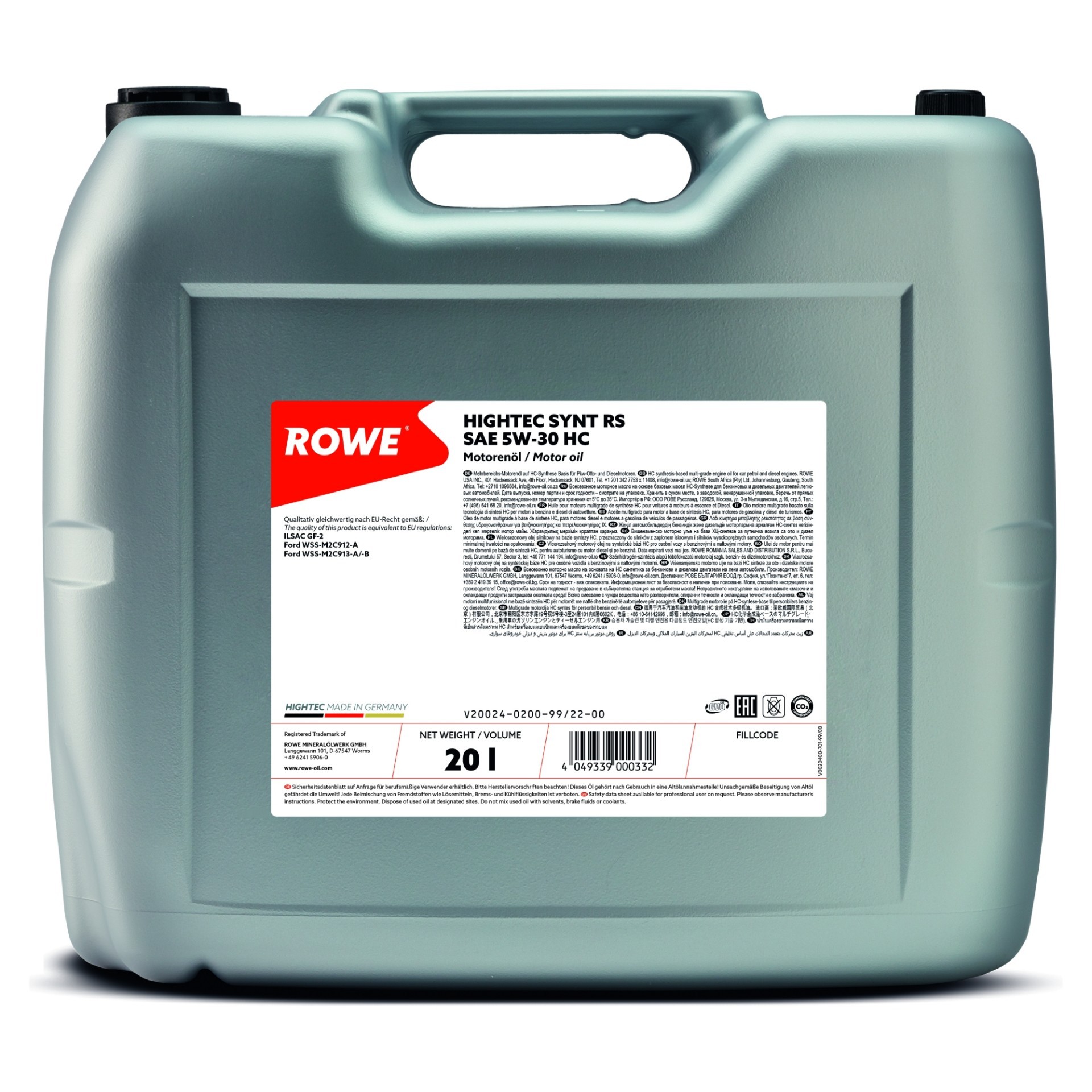 ROWE HIGHTEC SYNT RS SAE 5W-30 HC (20024) 20.0L