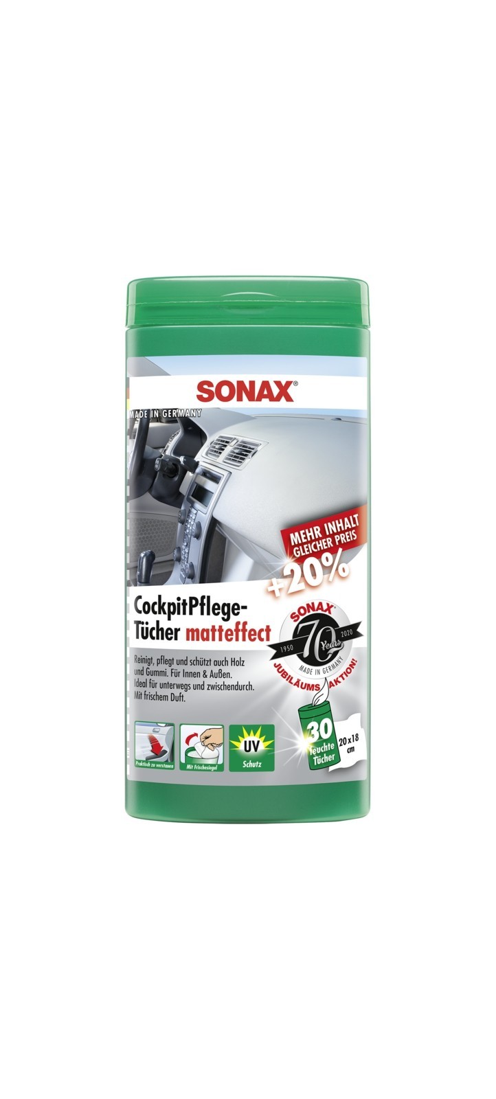 SONAX CockpitPflegeTücher Matteffect ( 25 Stück ), Art.-Nr. 04158410