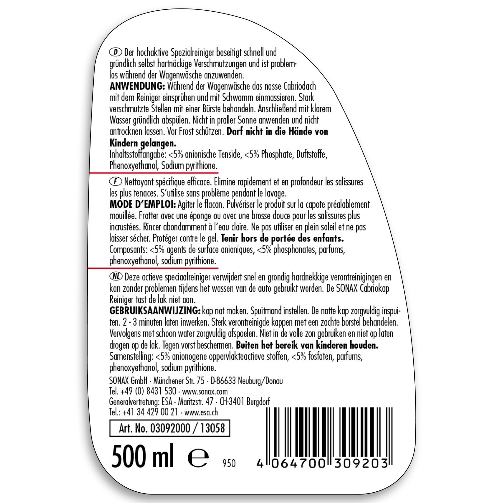 Nigrin Performance Verdeck-Imprägnierer (500 ml, Geeignet für: Textile  Cabrioverdecke)