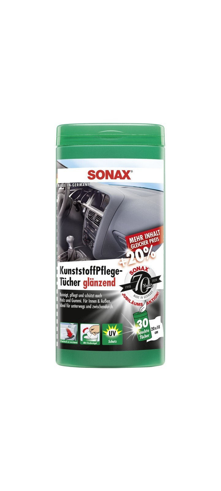 SONAX Kunststoff-Pflegetücher glänzend (25 Stk.), Art.-Nr. 04121000