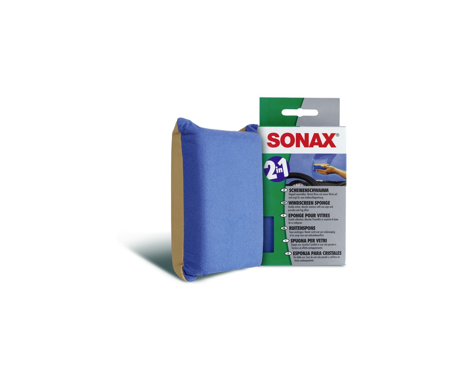 SONAX ScheibenSchwamm 2 in 1 - sorgt für Antibeschlagwirkung