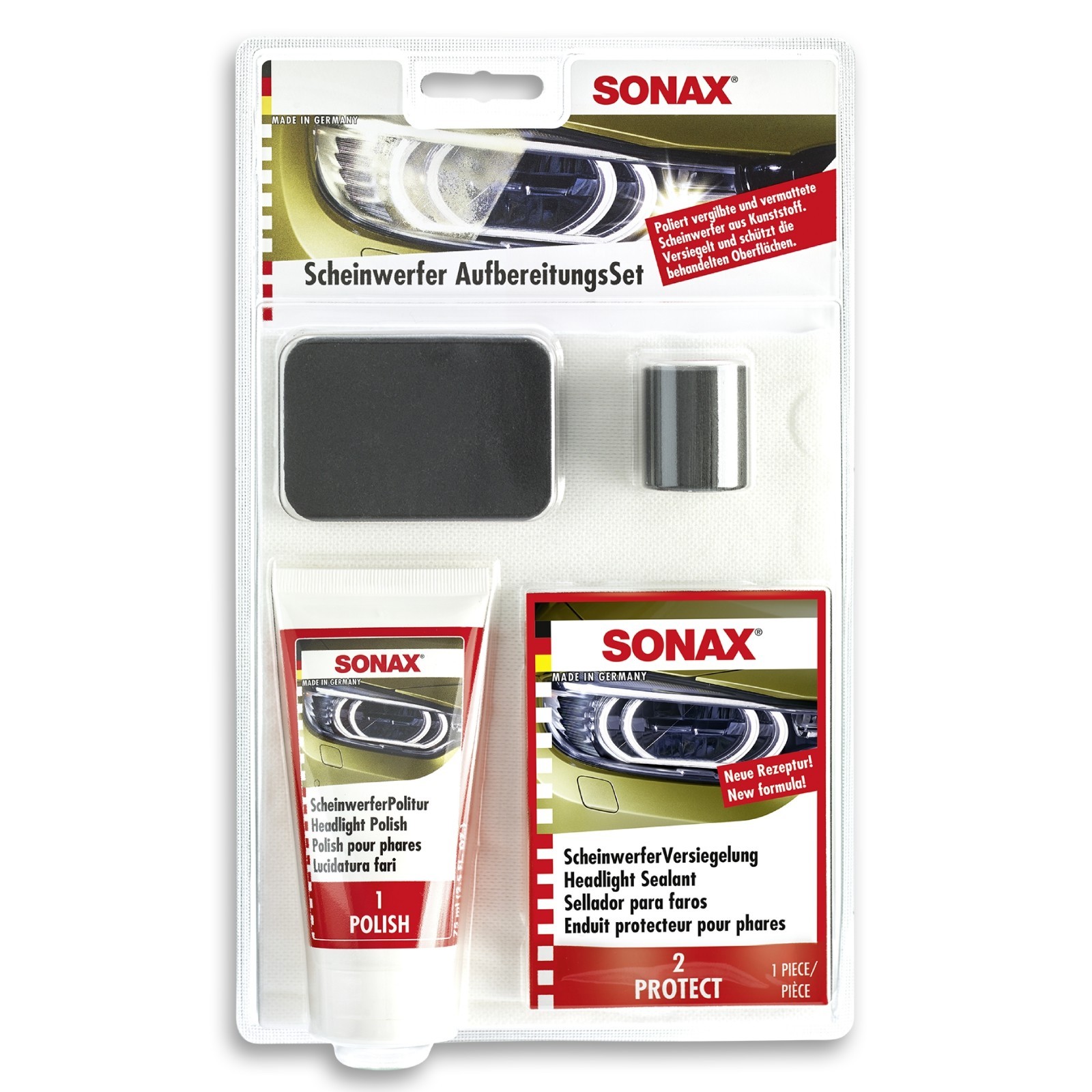SONAX Aufbereitungs-Set, Scheinwerfer AufbereitungsSet 0,085 L (04059410)