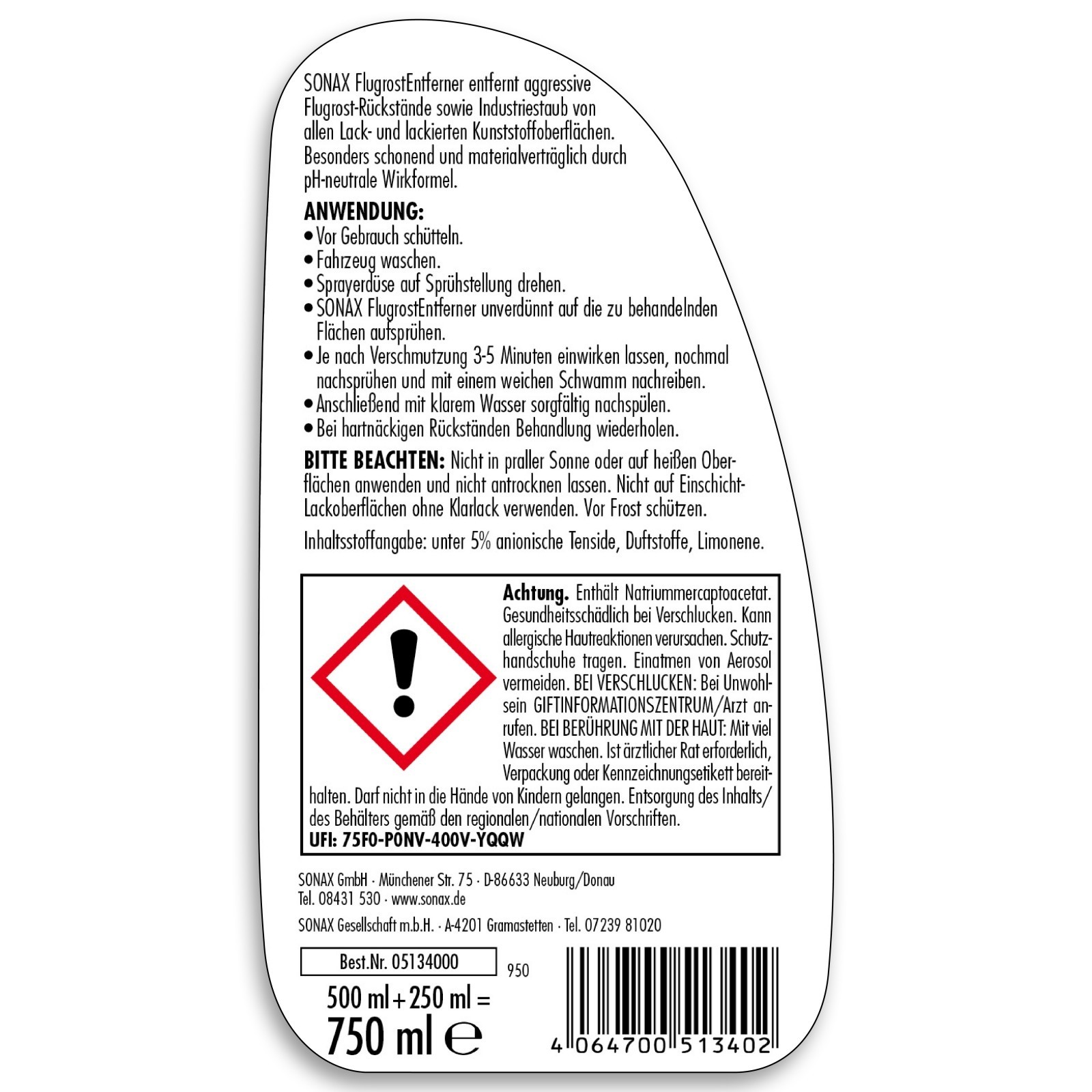 SONAX Flugrost Entferner 05132000 2 X 500 ml online kaufen im MVH, 24,95 €