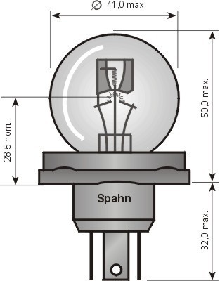 Ampoule R2 [6 V] 45/40 watts [BILUX] (1 pièce), 6 V SPAHN GLÜHLAMPEN