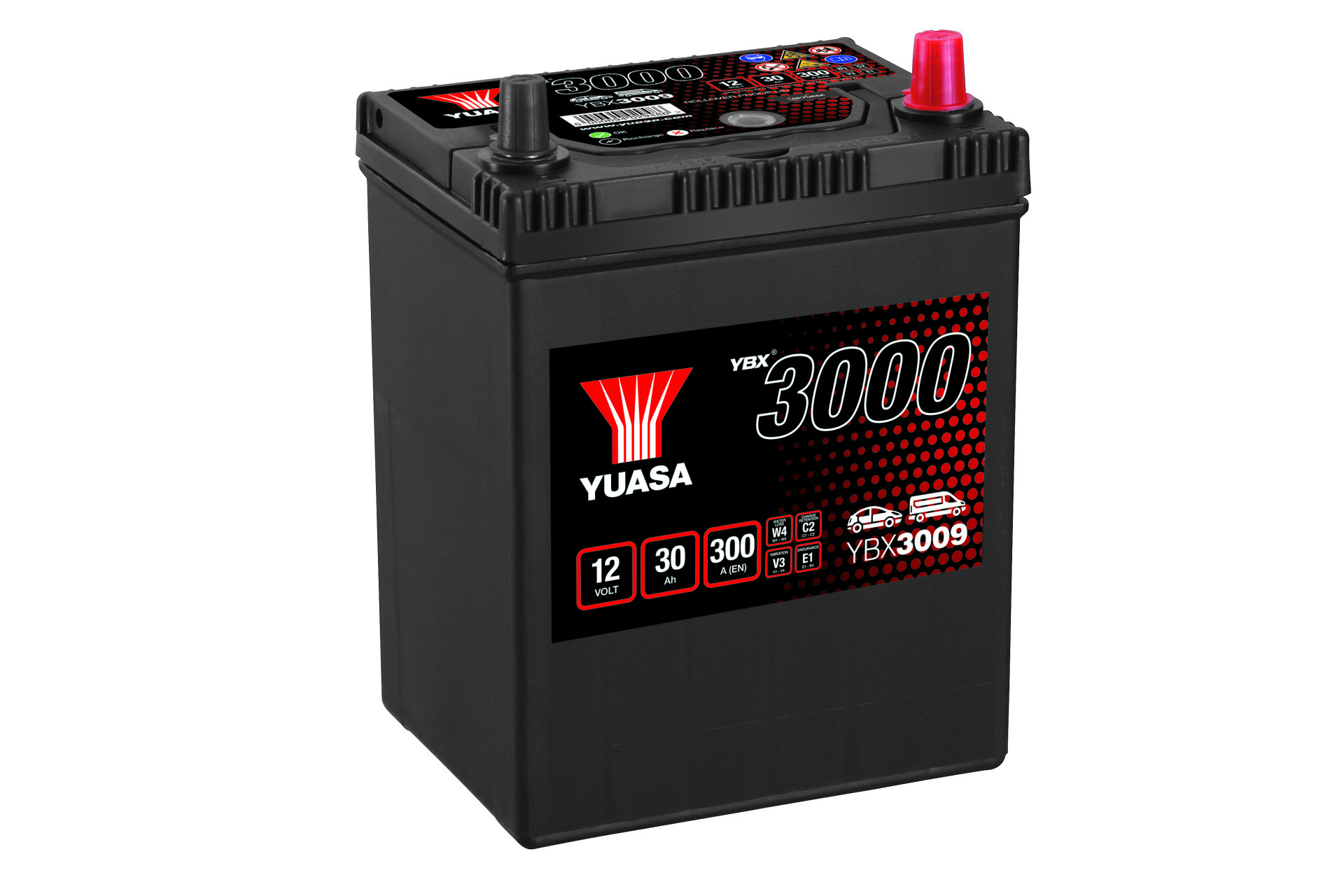 YUASA Autobatterie, Starterbatterie 12V 30Ah 300A 1.734L