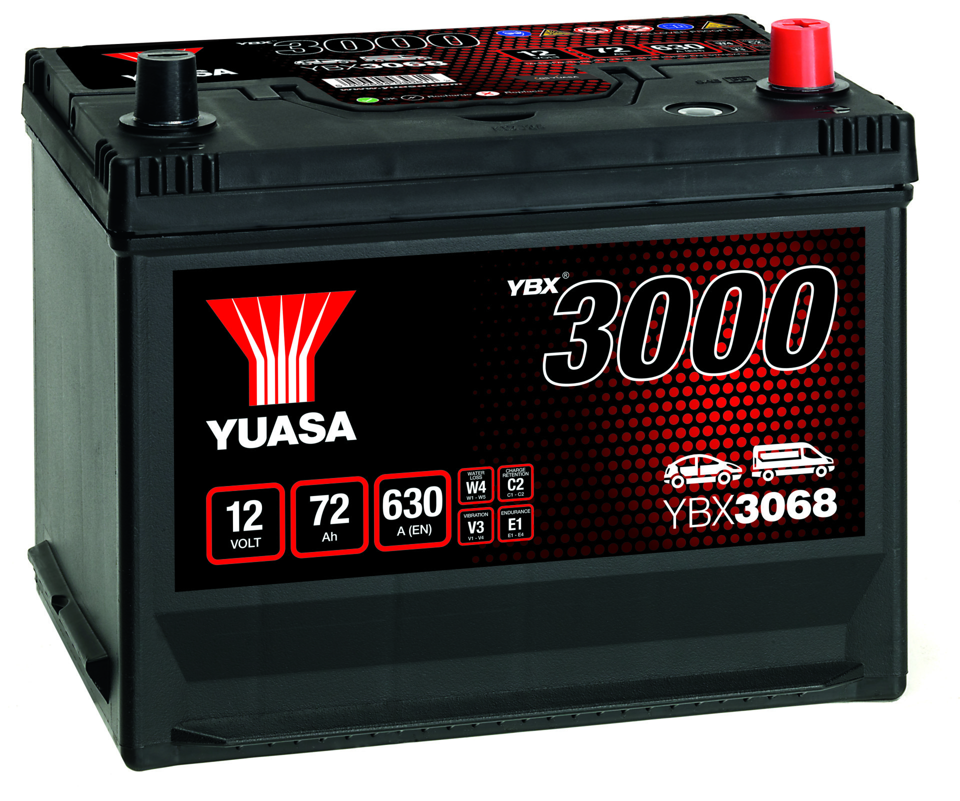 YUASA Autobatterie, Starterbatterie 12V 72Ah 630A L