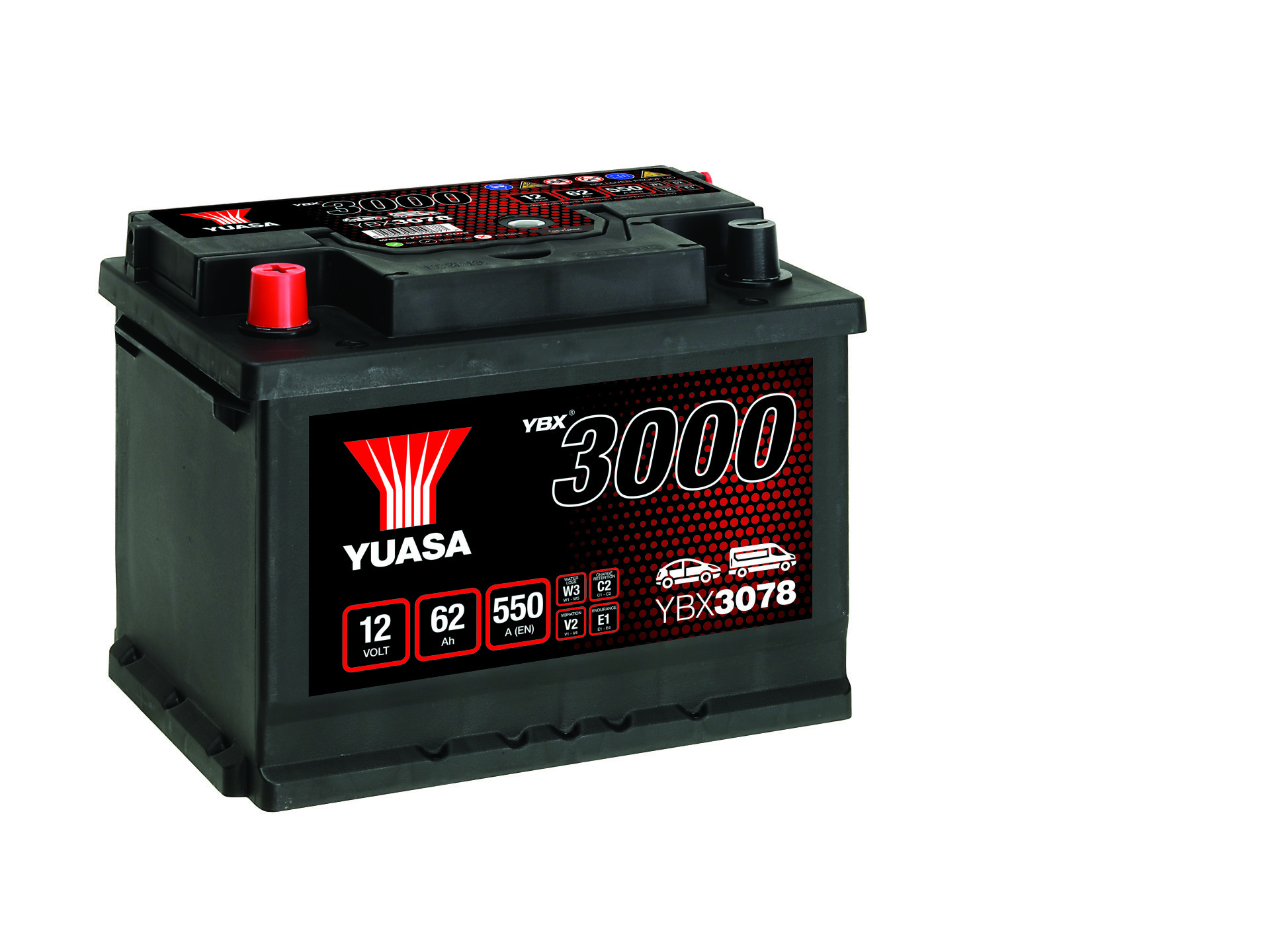 YUASA Autobatterie, Starterbatterie 12V 62Ah 550A L