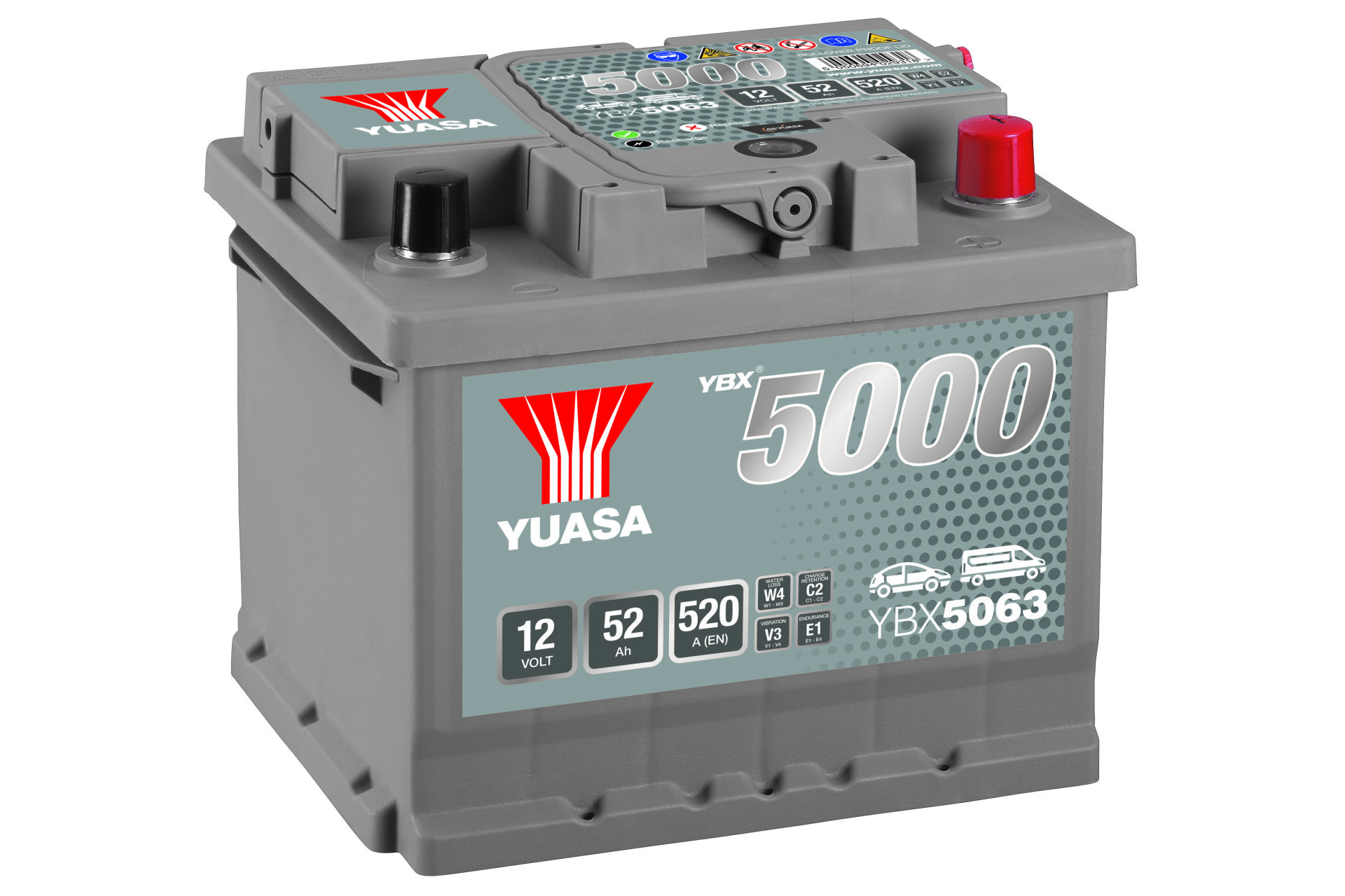 YUASA Autobatterie, Starterbatterie 12V 52Ah 520A L