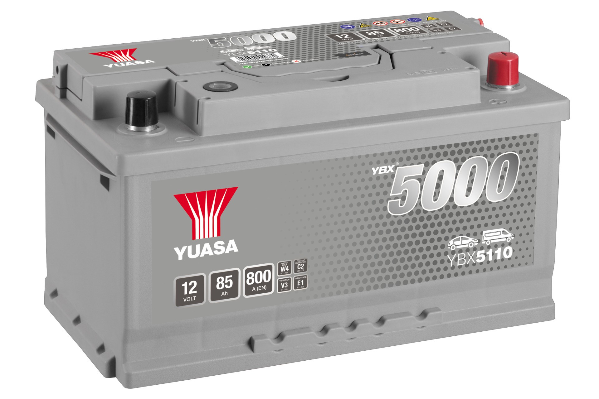 YUASA Autobatterie, Starterbatterie 12V 85Ah 800A 4.79L