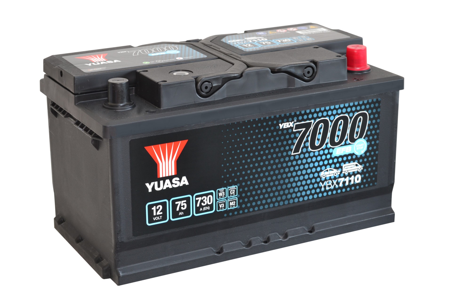 YUASA Autobatterie, Starterbatterie 12V 75Ah 730A 4.11L