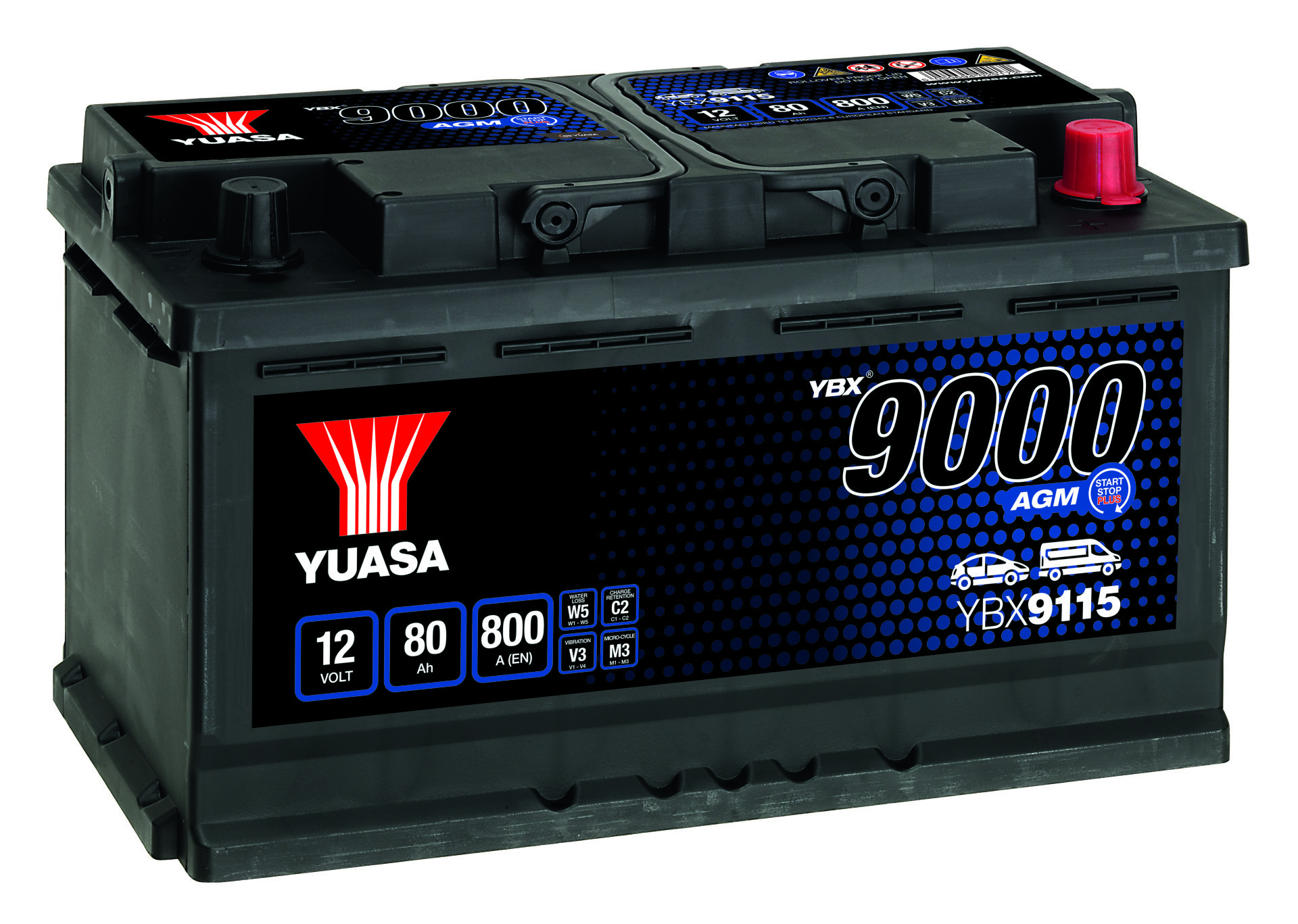 YUASA Autobatterie, Starterbatterie 12V 80Ah 800A 4.55L