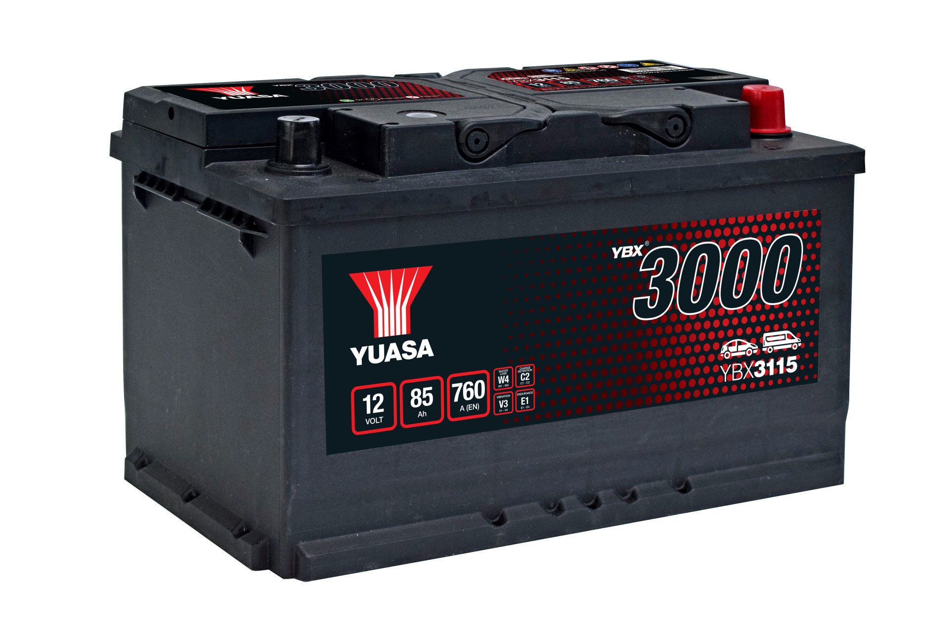 YUASA Autobatterie, Starterbatterie 12V 85Ah 760A L für AUDI A6 C4 A4 B5 TT VOLVO S40 II VW Golf IV C5 LAND ROVER Range Rover Evoque MINI Mini