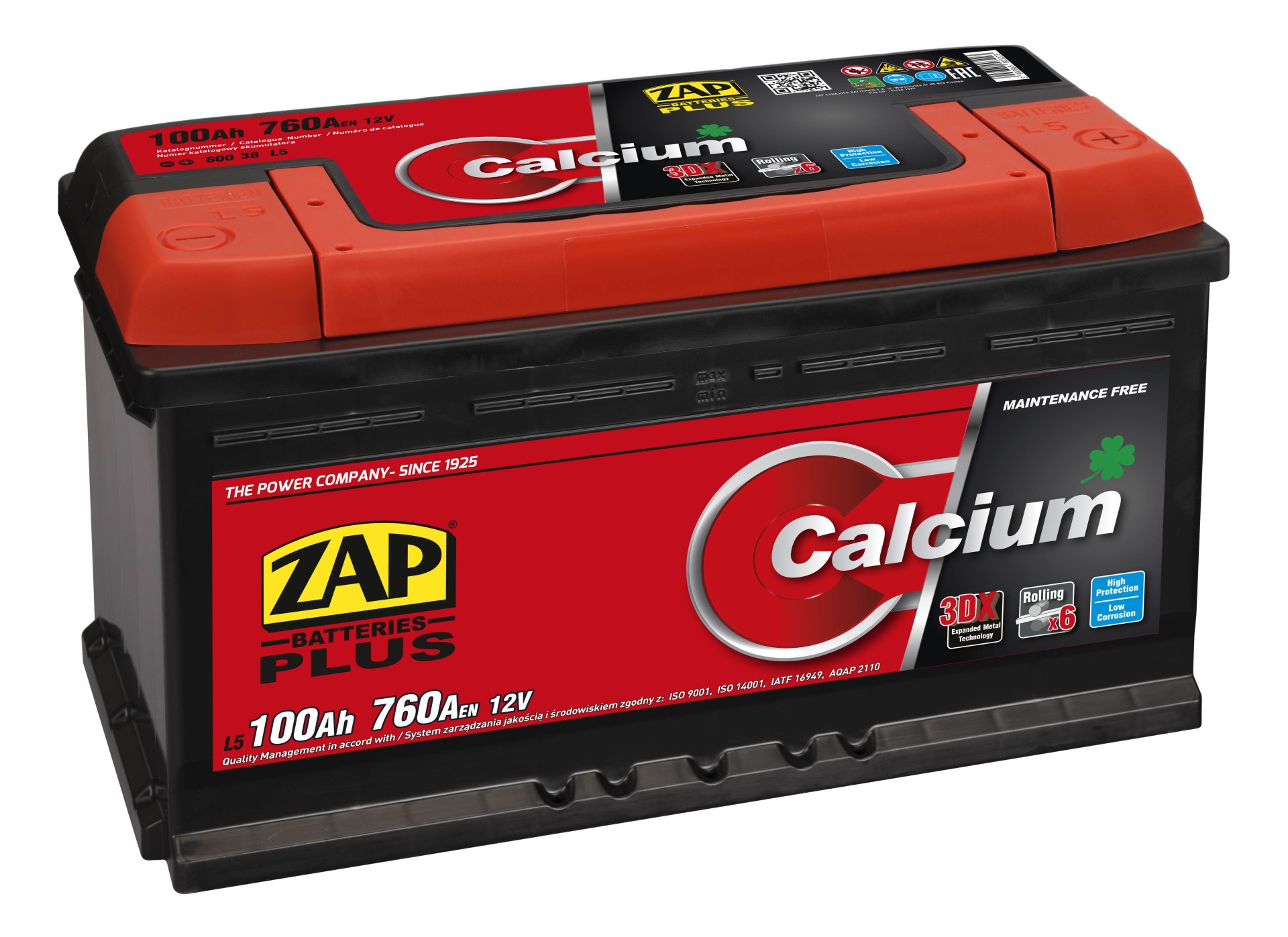 ZAP Autobatterie, Starterbatterie 12V 100Ah 760A 8.53L