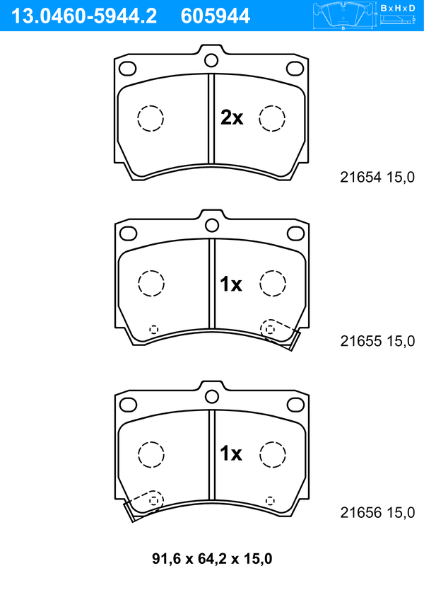 ATE Bremsbeläge Vorne (13.0460-5944.2) für Mazda 323 F IV Demio C V 121 II KIA