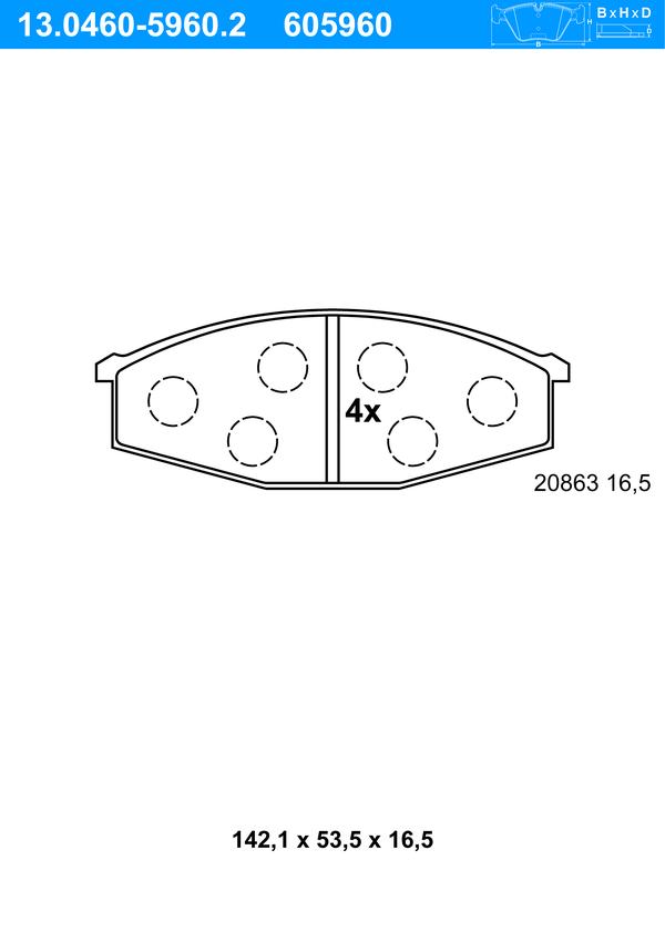 ATE | Bremsbeläge Vorne (13.0460-5960.2) für für Nissan PATROL GR IV III/1