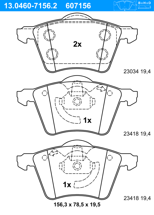 ATE Bremsbeläge Vorne (13.0460-7156.2) für Ford Galaxy MK I |