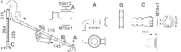 ATE Bremsschlauch mit Rohrleitung Vorne Rechts (24.5161-0313.3) für CITROEN C5