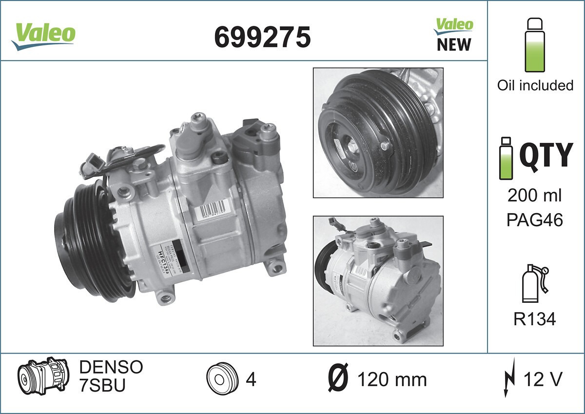 VALEO Klimakompressor (699275) für AUDI A8 A6 C5 VW Passat B5.5 SKODA Superb I
