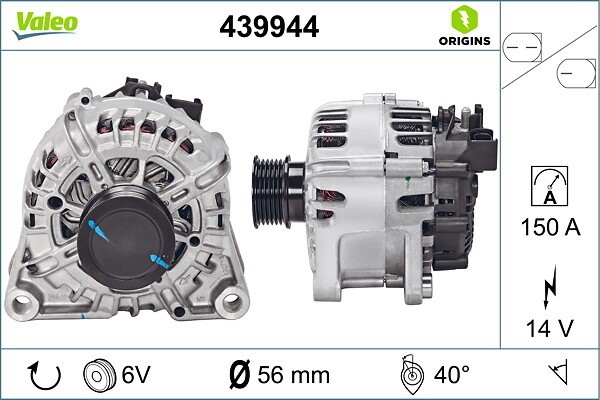 Valeo | Generator VALEO ORIGINS NEW 150 A mit integriertem Regler (439944)