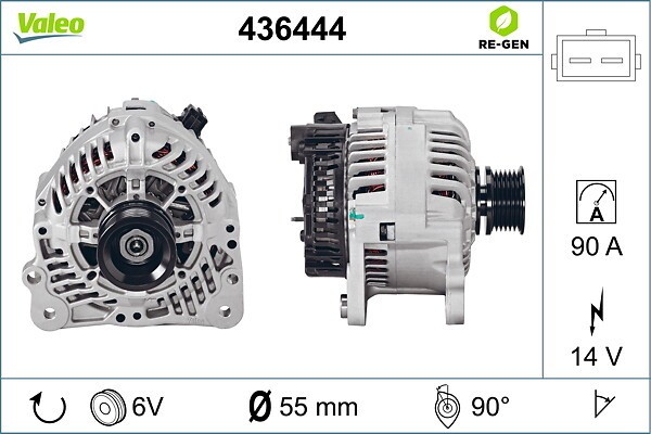 VALEO Lichtmaschine 90 A mit integriertem Regler (436444) für VW Transporter T4
