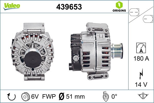 VALEO Lichtmaschine 180 A mit integriertem Regler (439653) für MERCEDES-BENZ