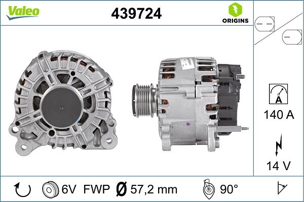 VALEO Lichtmaschine 140 A mit integriertem Regler (439724) für AUDI A3 VW Sharan