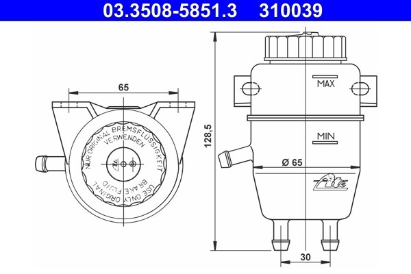 ATE Bremsflüssigkeitsbehälter (03.3508-5851.3) für BMW 1502-2002 3 1500-2000 |