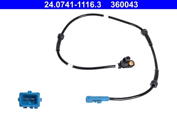 ATE ABS-Sensor Hinten (24.0741-1116.3) für PEUGEOT 206 Van | Drehzahlgeber,