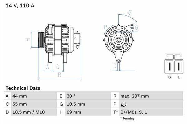 BOSCH Lichtmaschine 14V 110A für KIA Sorento I HYUNDAI H-1 / Starex