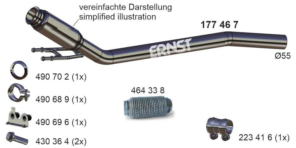 ERNST Abgasrohr Vorne für VW Transporter T5 Multivan