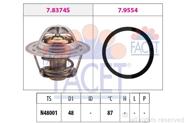 FACET Thermostat mit Dichtung (7.8374) für DAEWOO Nubira Lanos CHEVROLET Kalos