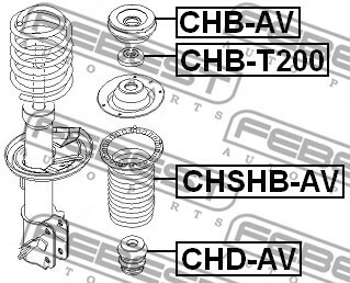 Roulement, coupelle de suspension FEBEST, par ex. pour Chevrolet, Daewoo