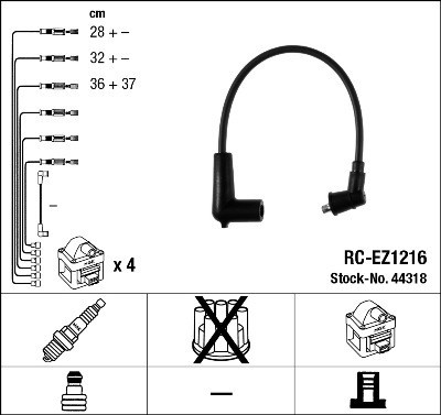 NGK Zündleitungssatz Schwarz (44318) für Mazda Rx-8 | Zündkabelsatz