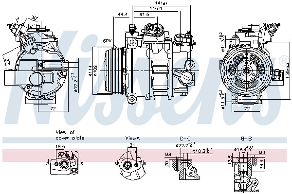 NISSENS Klimakompressor 12V für FORD Focus III Kuga II