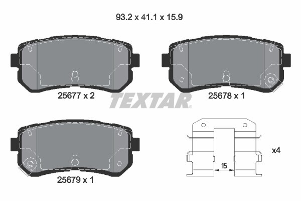 TEXTAR Bremsbeläge mit Zubehör Hinten (2567701) für HYUNDAI Ix20 KIA Picanto